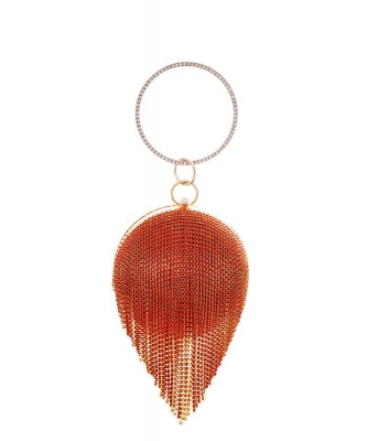 Rhinestone Statement Ball Pendant Clutch 6467 RED